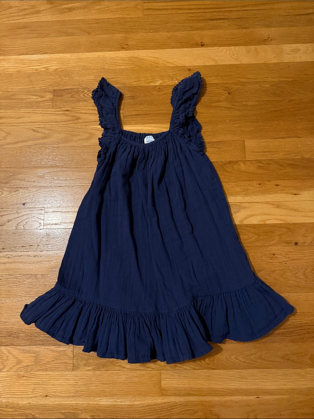 Girls Navy Ruffle-Hem Casual Sundress